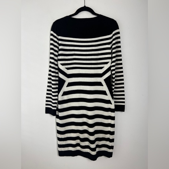 Calvin Klein Size M Long Sleeve Black & White Striped Sweater Dress Career Shift - Picture 4 of 9